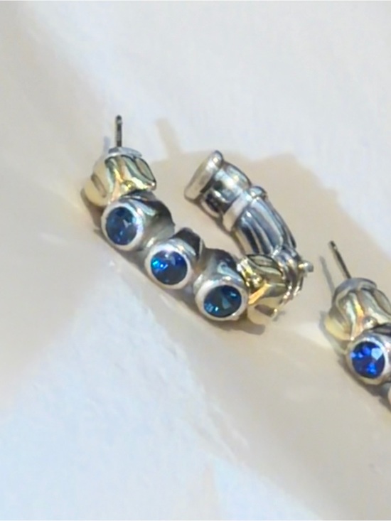 LAGOS Jewelry - Lagos 18K Gold Silver 925 Blue Topaz Hoop Earrings﻿